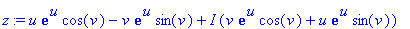z := u*exp(u)*cos(v)-v*exp(u)*sin(v)+I*(v*exp(u)*co...