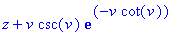 z+v*csc(v)*exp(-v*cot(v))