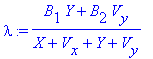 lambda := (B[1]*Y+B[2]*V[y])/(X+V[x]+Y+V[y])