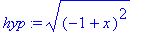 hyp := sqrt((-1+x)^2)