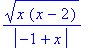 (x*(x-2))^(1/2)/abs(-1+x)