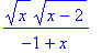 x^(1/2)*(x-2)^(1/2)/(-1+x)