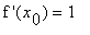 `f '`(x[0]) = 1