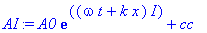 AI := A0*exp((omega*t+k*x)*I)+cc