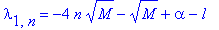 lambda[1,n] = -4*n*sqrt(M)-sqrt(M)+alpha-l