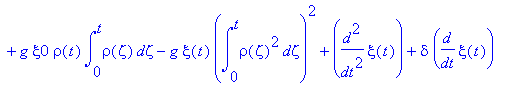 eq1 := (alpha-g-l-lambda)*xi(t)-chi*alpha*xi(t)*int(rho(zeta)^2,zeta = 0 .. t)-chi*alpha*xi0*rho(t)*int(rho(zeta),zeta = 0 .. t)+alpha*xi(t)*chi^2*int(rho(zeta)^2,zeta = 0 .. t)^2+g*xi(t)*int(rho(zeta)...
