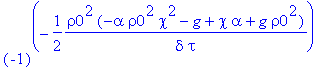 xi(t) = Int(-arctan(sinh(u*tau))*xi0*rho0^2*((cosh(u*tau)+sinh(u*tau))/cosh(u*tau))^(-1/2*rho0^2*(-alpha*rho0^2*chi^2+g-chi*alpha+g*rho0^2)/(delta*tau))*(-chi*alpha+g)*((sinh(u*tau)-cosh(u*tau))/cosh(u...