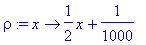rho := proc (x) options operator, arrow; 1/2*x+1/1000 end proc