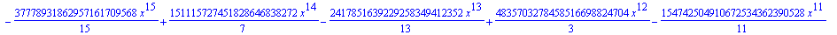 antideriv := -166153499473114484112975882535043072*x+1/40*x^40-8589934592/29*x^29-549755813888/27*x^27+17179869184/7*x^28-32768/35*x^35-2097152/33*x^33+131072/17*x^34+524288*x^32+536870912/15*x^30-1342...