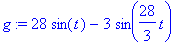 g := 28*sin(t)-3*sin(28/3*t)