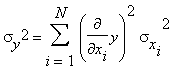 sigma[y]^2 = Sum(diff(y,x[i])^2*sigma[x[i]]^2,i = 1 .. N)