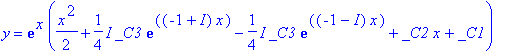 y = exp(x)*(1/2*x^2+1/4*I*_C3*exp((-1+I)*x)-1/4*I*_C3*exp((-1-I)*x)+_C2*x+_C1)