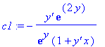 c1 := -`y'`*exp(2*y)/exp(y)/(1+`y'`*x)