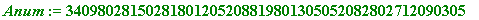Anum := 34098028150281801205208819801305052082802712090305