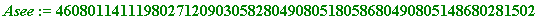 Asee := 460801141119802712090305828049080518058680490805148680281502