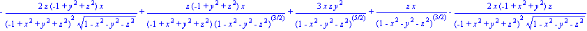 -2*z*(-1+y^2+z^2)*x/((-1+x^2+y^2+z^2)^2*(1-x^2-y^2-z^2)^(1/2))+z*(-1+y^2+z^2)*x/((-1+x^2+y^2+z^2)*(1-x^2-y^2-z^2)^(3/2))+3*x*z*y^2/(1-x^2-y^2-z^2)^(5/2)+z*x/(1-x^2-y^2-z^2)^(3/2)-2*x*(-1+x^2+y^2)*z/((...