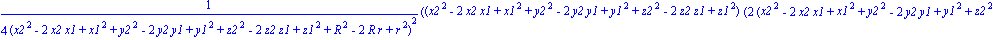 1/4*(x2^2-2*x2*x1+x1^2+y2^2-2*y2*y1+y1^2+z2^2-2*z2*z1+z1^2)*(2*(x2^2-2*x2*x1+x1^2+y2^2-2*y2*y1+y1^2+z2^2-2*z2*z1+z1^2)*r-2*((x2^2-2*x2*x1+x1^2+y2^2-2*y2*y1+y1^2+z2^2-2*z2*z1+z1^2)*(x^2-2*x*x2+x2^2+y^2...
