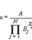 mu = A/(product(B[j]^X[j], j = 1 .. N))