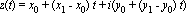z(t) = x[0]+(x[1]-x[0])*t+i(y[0]+(y[1]-y[0])*t)