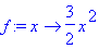 f := proc (x) options operator, arrow; 3/2*x^2 end proc