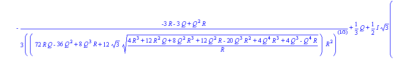 {y = 0}, {y = 1/6*((72*R*Q-36*Q^2+8*Q^3*R+12*3^(1/2)*((4*R^3+12*R^2*Q+8*Q^2*R^3+12*Q^2*R-20*Q^3*R^2+4*Q^4*R^3+4*Q^3-Q^4*R)/R)^(1/2))*R^2)^(1/3)/R+2/3*(-3*R-3*Q+Q^2*R)/((72*R*Q-36*Q^2+8*Q^3*R+12*3^(1/2...