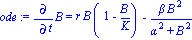 ode := Diff(B, t) = r*B*(1-B/K)-beta*B^2/(alpha^2+B^2)