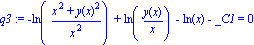 q3 := -ln((x^2+y(x)^2)/x^2)+ln(y(x)/x)-ln(x)-_C1 = 0