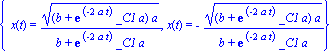 {x(t) = ((b+exp(-2*a*t)*_C1*a)*a)^(1/2)/(b+exp(-2*a*t)*_C1*a), x(t) = -((b+exp(-2*a*t)*_C1*a)*a)^(1/2)/(b+exp(-2*a*t)*_C1*a)}