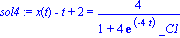 sol4 := x(t)-t+2 = 4/(1+4*exp(-4*t)*_C1)