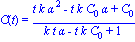 C(t) = (t*k*alpha^2-t*k*C[0]*alpha+C[0])/(k*t*alpha-t*k*C[0]+1)