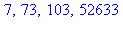 7, 73, 103, 52633
