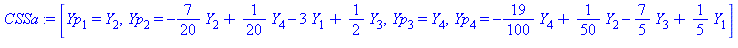 [Yp[1] = Y[2], Yp[2] = -7/20*Y[2]+1/20*Y[4]-3*Y[1]+1/2*Y[3], Yp[3] = Y[4], Yp[4] = -19/100*Y[4]+1/50*Y[2]-7/5*Y[3]+1/5*Y[1]]