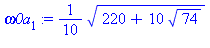 1/10*(220+10*74^(1/2))^(1/2)