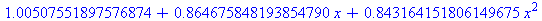 1.00507551897576874+.864675848193854790*x+.843164151806149675*x^2