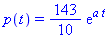 p(t) = 143/10*exp(a*t)