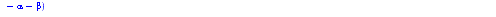 `+`(1.8, `-`(exp(`+`(`*`(0.2578125000e-1, `*`(alpha)), `*`(0.9335937500e-2, `*`(beta)), `-`(0.1214843750e-1), `*`(0.7975985090e-2, `*`(`^`(alpha, 2))), `*`(0.8457986110e-2, `*`(`^`(beta, 2))), `*`(0.8...