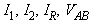 I[1], I[2], I[R], V[AB]