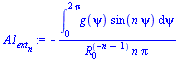 `+`(`-`(`/`(`*`(int(`*`(g(psi), `*`(sin(`*`(n, `*`(psi))))), psi = 0 .. `+`(`*`(2, `*`(Pi))))), `*`(`^`(R[0], `+`(`-`(n), `-`(1))), `*`(n, `*`(Pi))))))