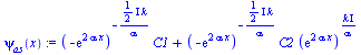 `:=`(psi[as](x), `+`(`*`(`^`(`+`(`-`(exp(`+`(`*`(2, `*`(alpha, `*`(x))))))), `+`(`-`(`/`(`*`(`+`(`*`(`/`(1, 2), `*`(I))), `*`(k)), `*`(alpha))))), `*`(C1)), `*`(`^`(`+`(`-`(exp(`+`(`*`(2, `*`(alpha, `...
