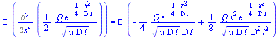 `*`(D, `*`(Diff(`+`(`/`(`*`(`/`(1, 2), `*`(Q, `*`(exp(`+`(`-`(`/`(`*`(`/`(1, 4), `*`(`^`(x, 2))), `*`(D, `*`(t))))))))), `*`(`^`(`*`(Pi, `*`(D, `*`(t))), `/`(1, 2))))), x, x))) = `*`(D, `*`(`+`(`-`(`/...