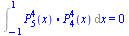Int(`.`(LegendreP(5, 4, x), LegendreP(4, 4, x)), x = -1 .. 1) = 0