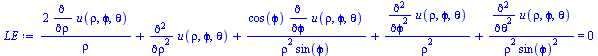 Typesetting:-mprintslash([`:=`(LE, `+`(`/`(`*`(2, `*`(diff(u(rho, `&varphi;`, theta), rho))), `*`(rho)), diff(u(rho, `&varphi;`, theta), `$`(rho, 2)), `/`(`*`(cos(`&varphi;`), `*`(diff(u(rho, `&varphi...