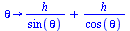 proc (theta) options operator, arrow; `+`(`/`(`*`(h), `*`(sin(theta))), `/`(`*`(h), `*`(cos(theta)))) end proc