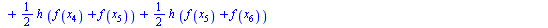 `+`(`*`(`/`(1, 2), `*`(h, `*`(`+`(f(x[0]), f(x[1]))))), `*`(`/`(1, 2), `*`(h, `*`(`+`(f(x[1]), f(x[2]))))), `*`(`/`(1, 2), `*`(h, `*`(`+`(f(x[2]), f(x[3]))))), `*`(`/`(1, 2), `*`(h, `*`(`+`(f(x[3]), f...
