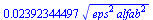 `+`(`*`(0.2392344497e-1, `*`(`^`(`*`(`^`(eps, 2), `*`(`^`(alfab, 2))), `/`(1, 2)))))