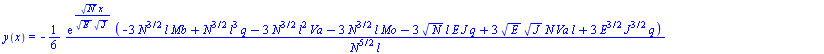 y(x) = `+`(`-`(`/`(`*`(`/`(1, 6), `*`(exp(`/`(`*`(`^`(N, `/`(1, 2)), `*`(x)), `*`(`^`(E, `/`(1, 2)), `*`(`^`(J, `/`(1, 2)))))), `*`(`+`(`-`(`*`(3, `*`(`^`(N, `/`(3, 2)), `*`(l, `*`(Mb))))), `*`(`^`(N,...