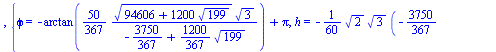 {theta = `+`(`-`(arctan(`+`(`/`(`*`(`/`(1, 2832828960), `*`(`^`(3, `/`(1, 2)), `*`(`^`(`+`(94606, `-`(`*`(1200, `*`(`^`(199, `/`(1, 2)))))), `/`(1, 2)), `*`(`+`(3383520, `-`(`*`(106800, `*`(`^`(199, `...