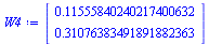 Typesetting:-mprintslash([`:=`(W4, Vector[column]([[.11555840240217400632], [.31076383491891882363]]))], [Vector[column](%id = 274595412)])