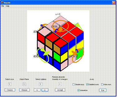 Main window of CubicRubik Maplet