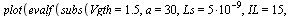 plot(evalf(subs(Vgth = 1.5, a = 30, Ls = `+`(`*`(5, `*`(`^`(10, -9)))), IL = 15, Idt)), t = 0 .. `+`(`*`(4.2, `*`(`^`(10, -8)))), thickness = 2, gridlines)